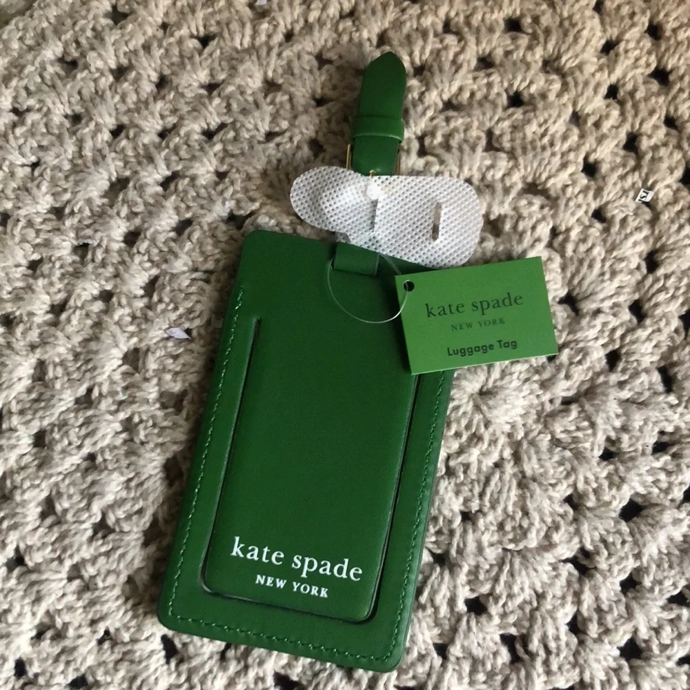 Kate Spade Green Luggage Tag with Gold Buckle - Where to next?